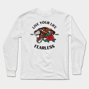 Fearless Tiger Head Tattoo Long Sleeve T-Shirt
